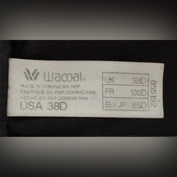 WACOAL WOMENS BRA, BLACK, UNDERWIRE, size 38D - Picture 7 of 9